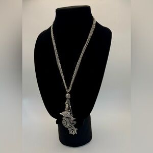 Triple Silver Chain w/Sea Life Charms Necklace